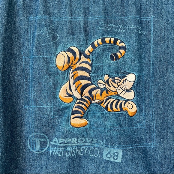 The Disney Store Winnie The Pooh Tigger Denim Button Down Long Sleeve - Picture 2 of 13